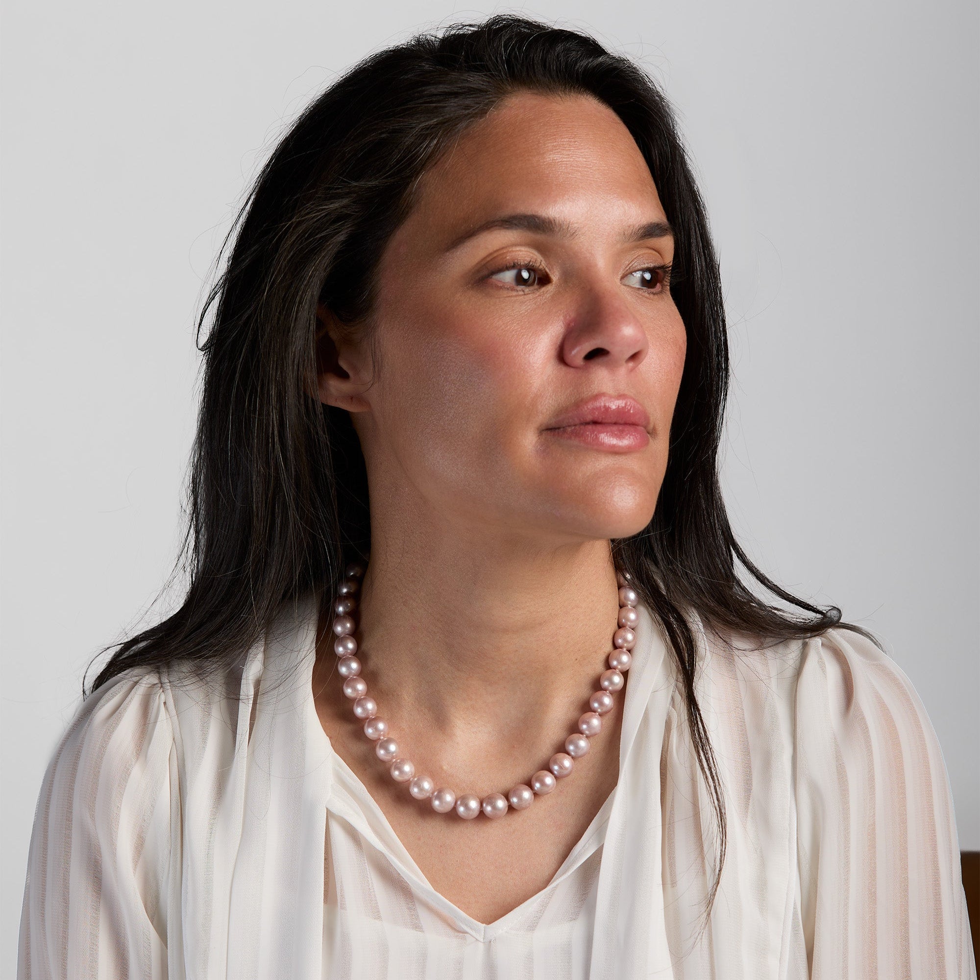 Sterling Silver Natural Pink Pearl Necklace - Styled