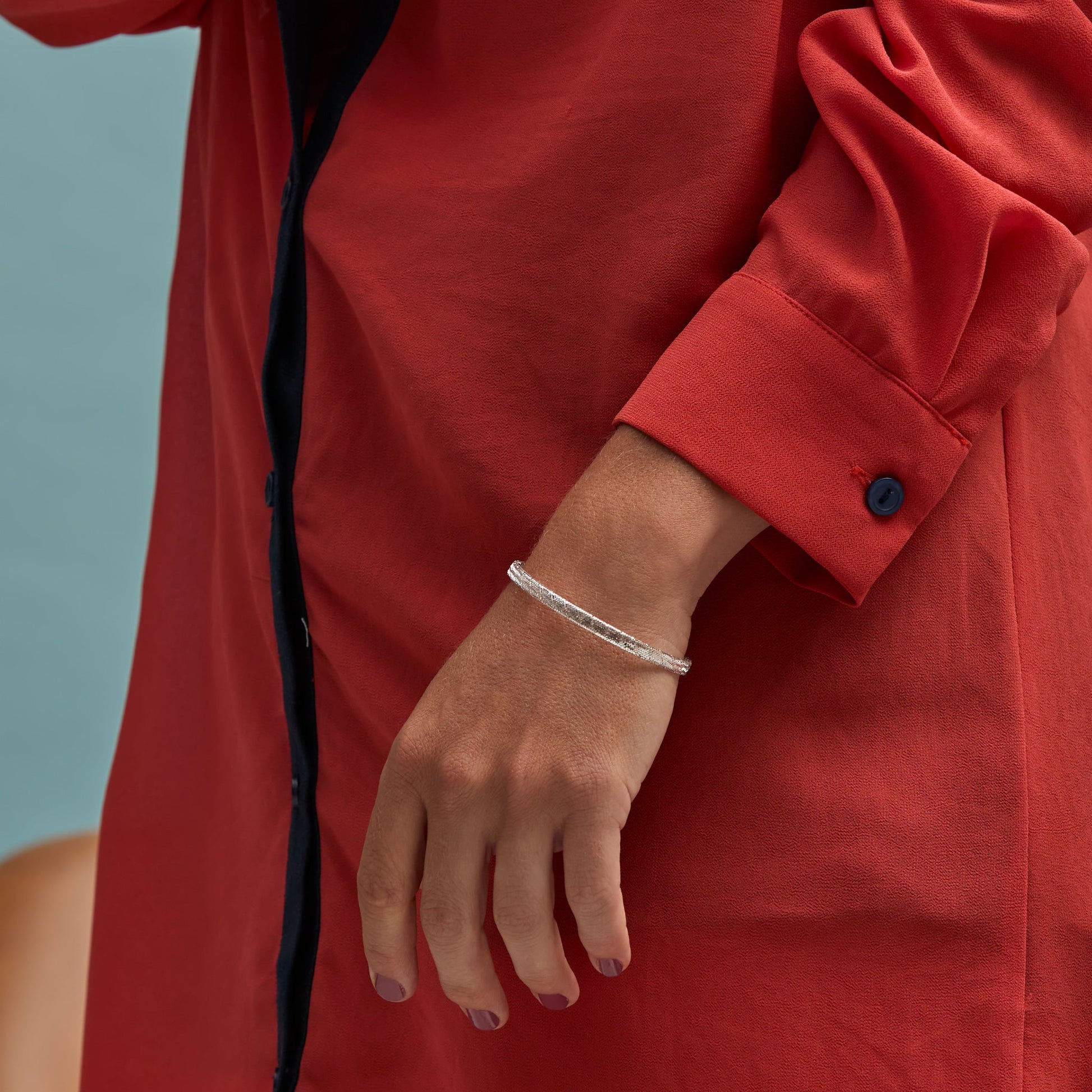 White Gold Stretch Bangle Bracelet -  Styled