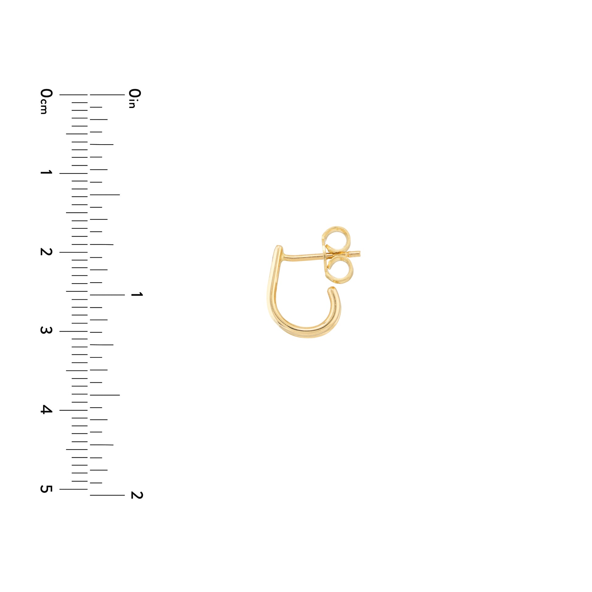 Yellow Gold Diamond Double Curve Hoop Earrings - Size Reference