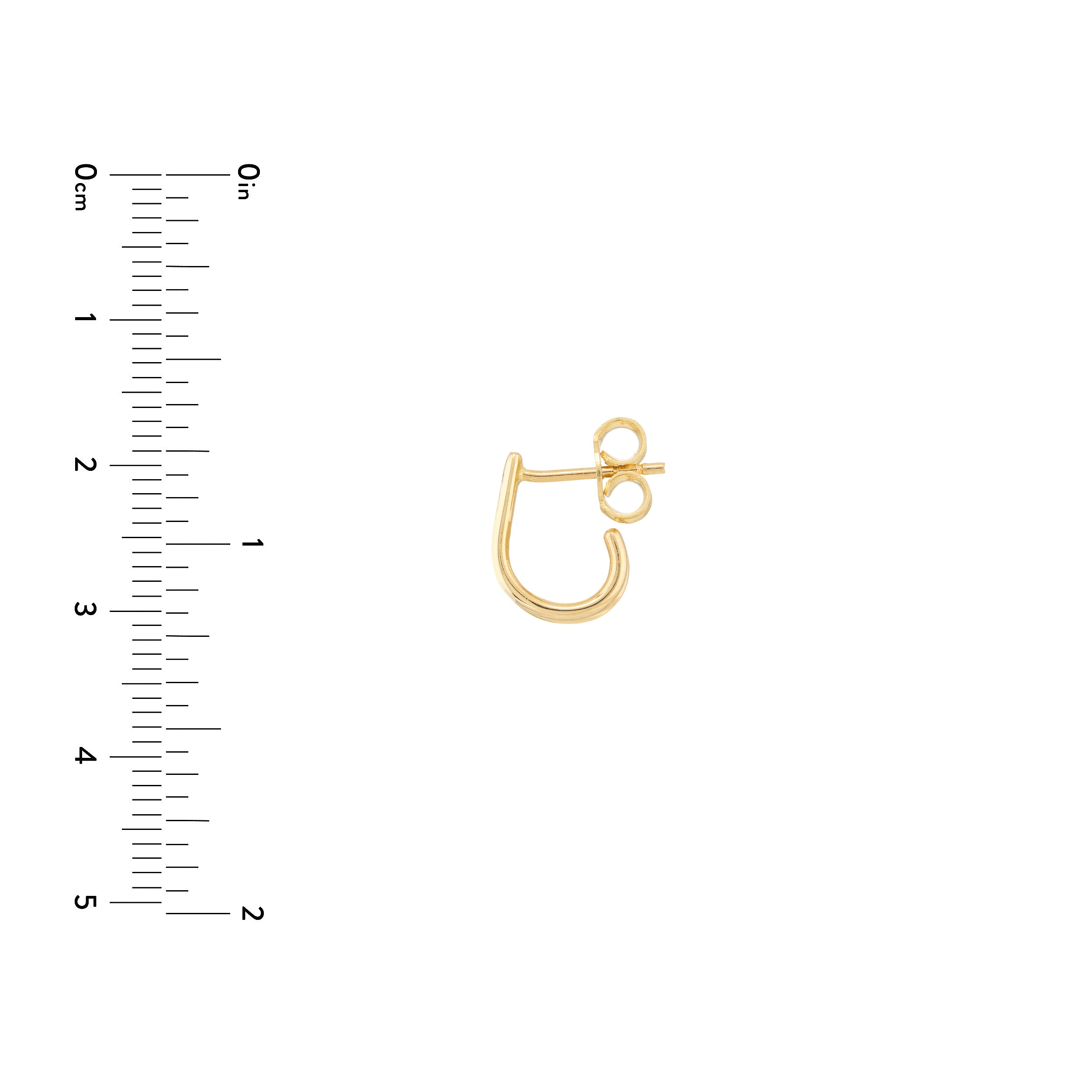 Yellow Gold Diamond Double Curve Hoop Earrings - Size Reference