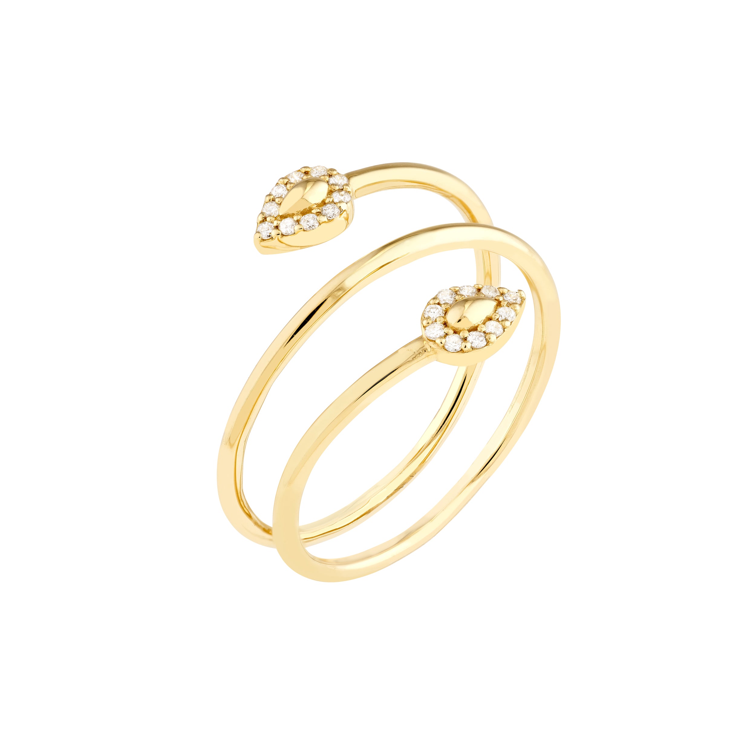 Yellow Gold Swirl Ring with Diamonds  - Alternative View