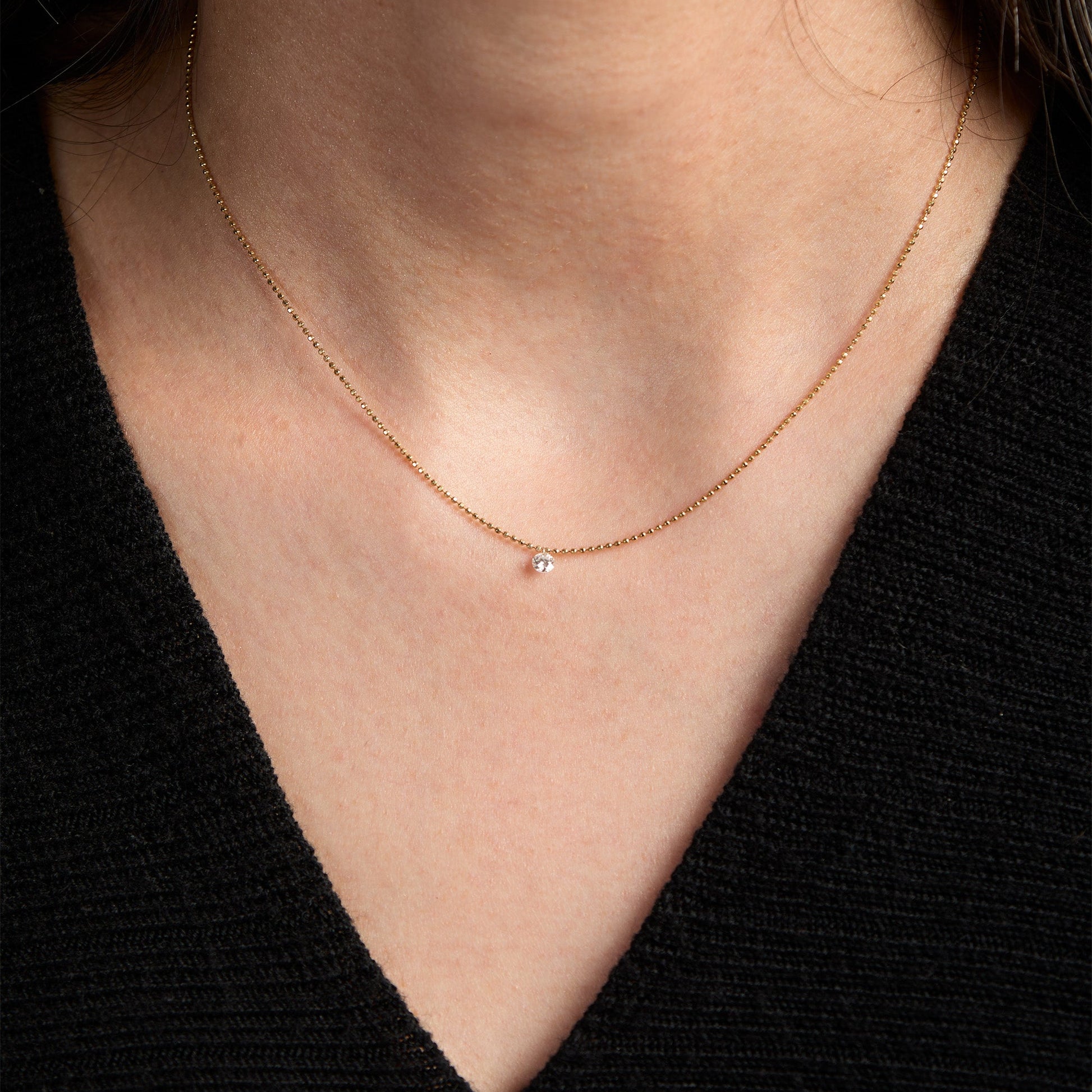 Yellow Gold Dancing Diamonds Necklace - SOLITAIRE