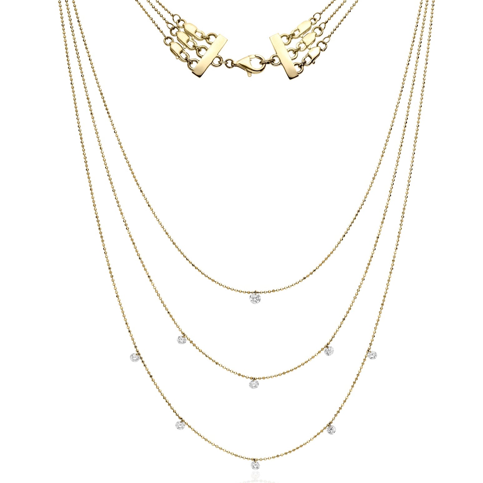 Yellow Gold Dancing Diamonds Necklace - DETAILS