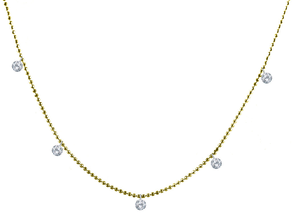 Yellow Gold Dancing Diamonds Necklace - QUINTET