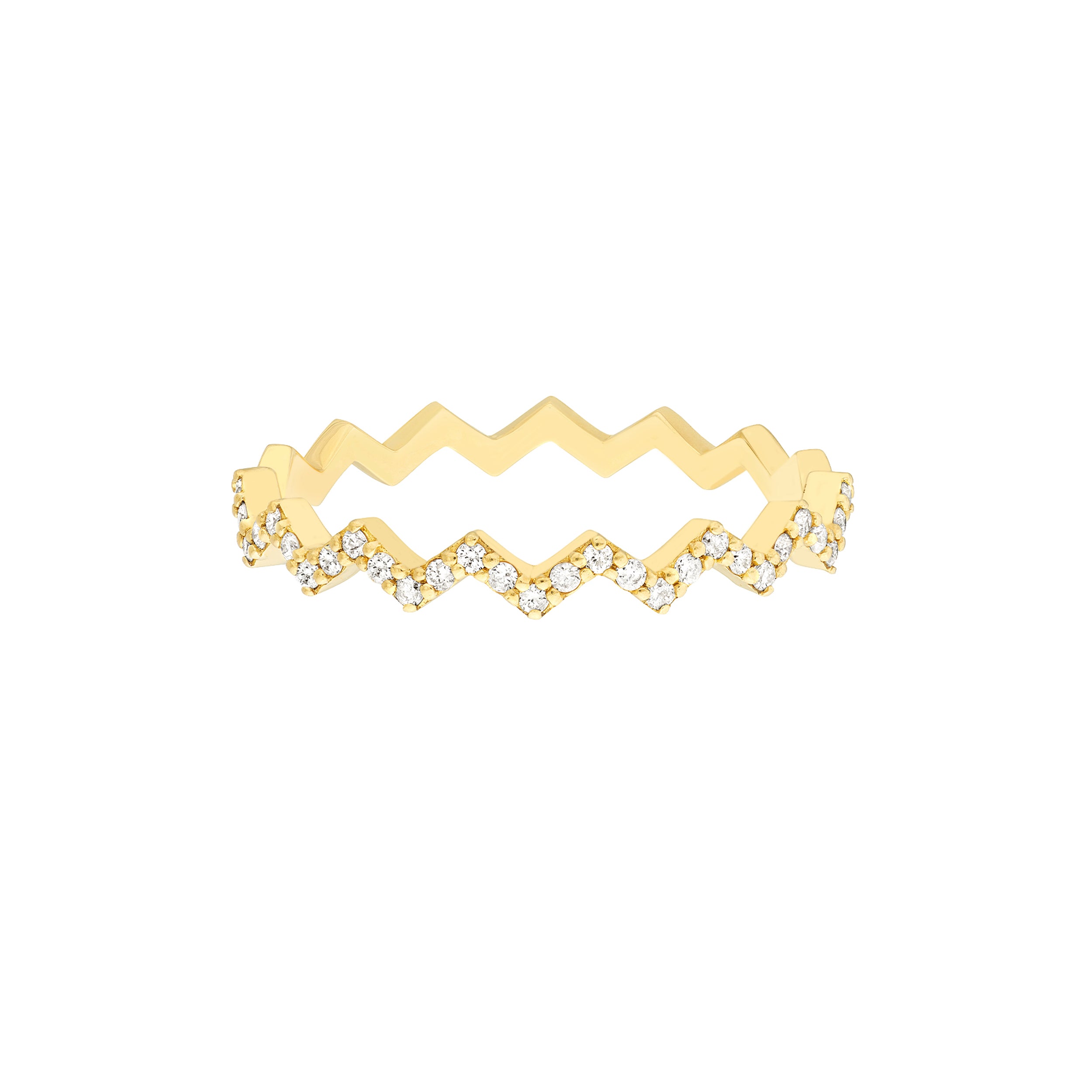 Yellow Gold Diamond Zig Zag Ring