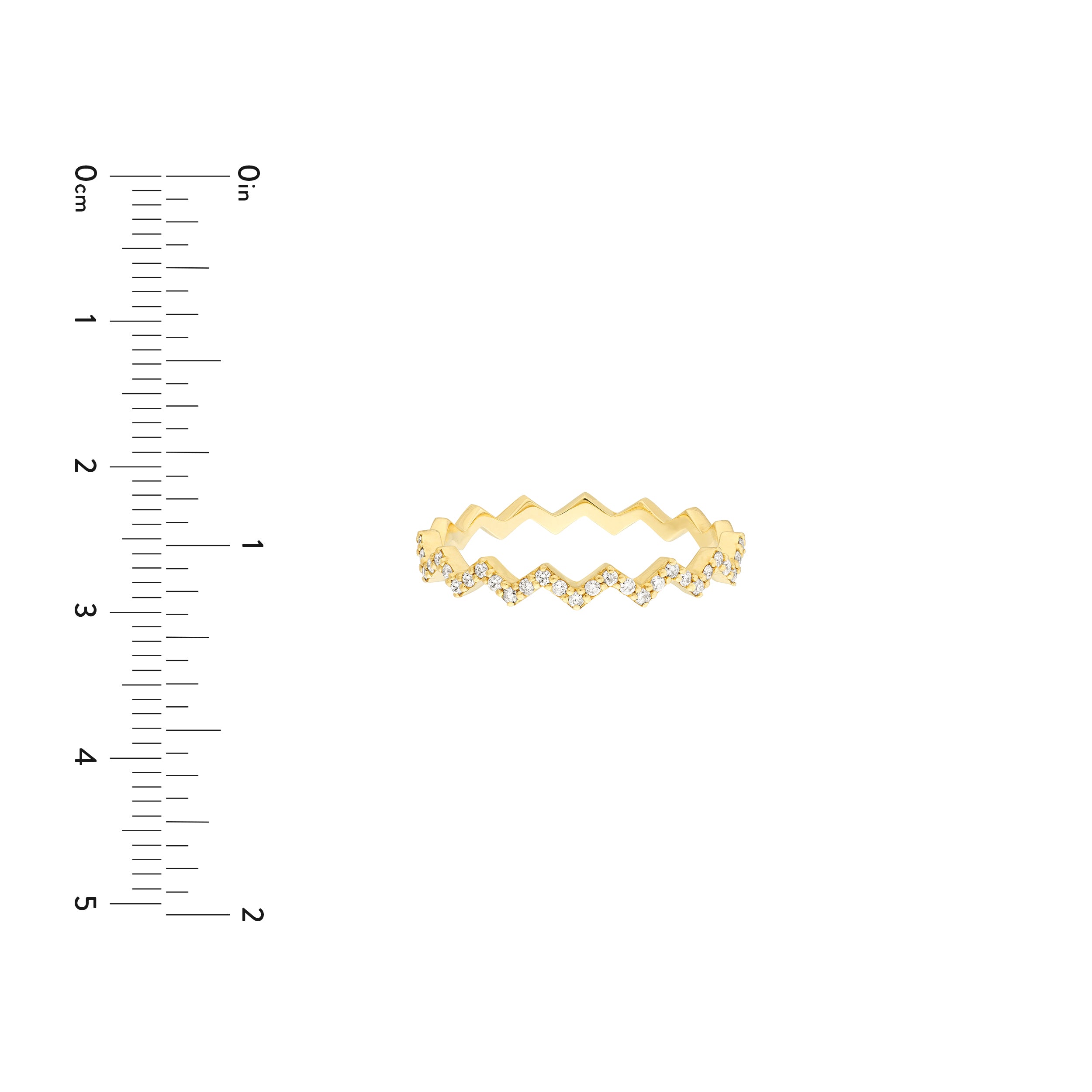 Yellow Gold Diamond Zig Zag Ring - Size Reference