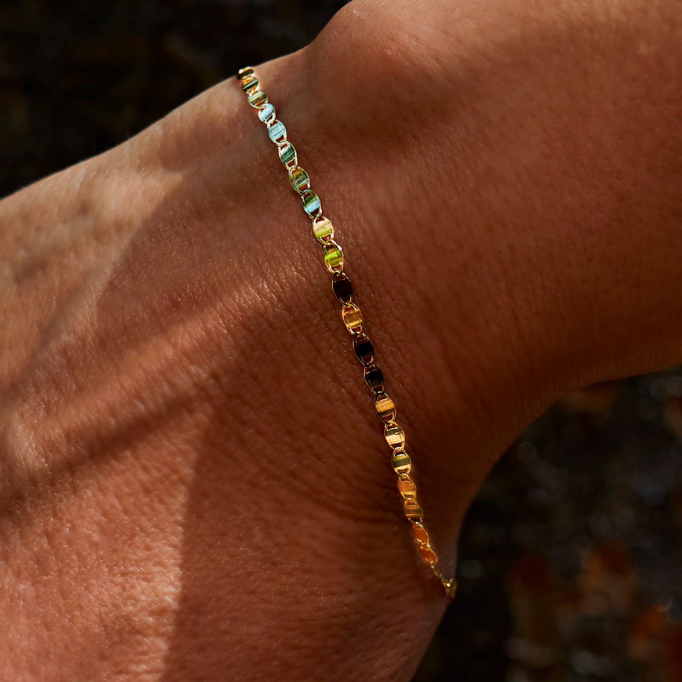Yellow Gold Valentinio Chain Bracelet  - on Wrist