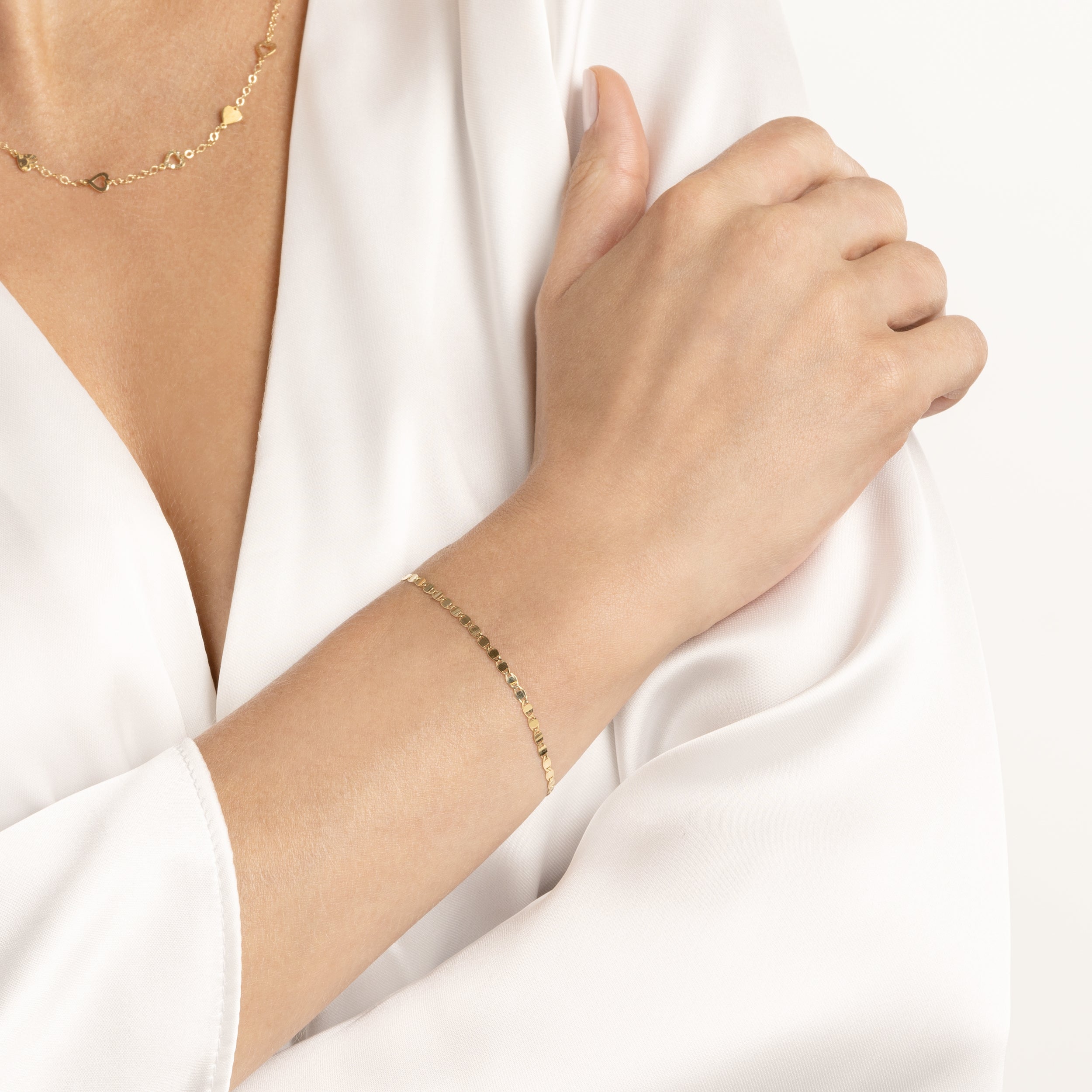 Yellow Gold Valentinio Chain Bracelet - Styled with Clothes