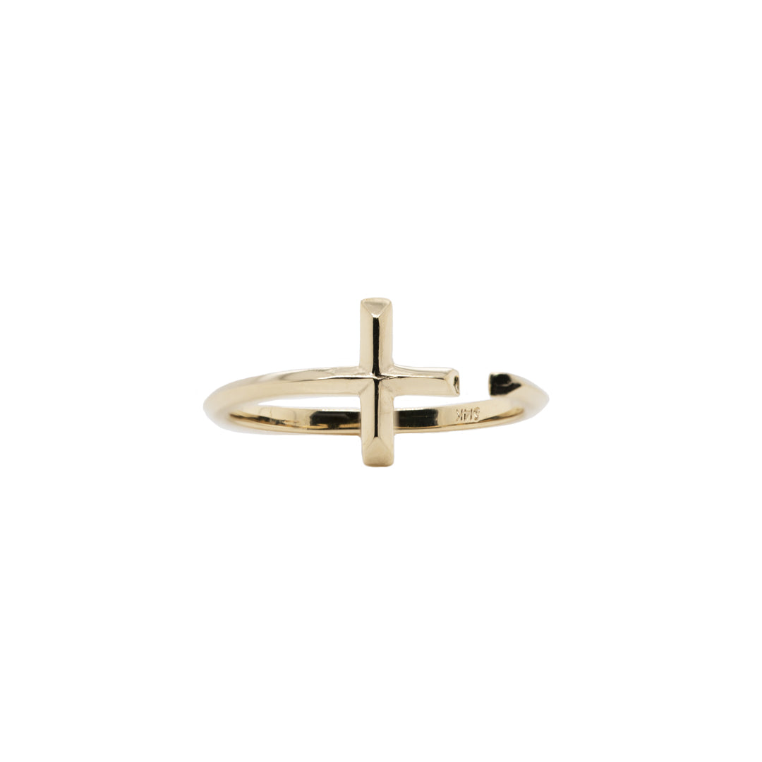 Yellow Gold Cross Ring - Size 6.75