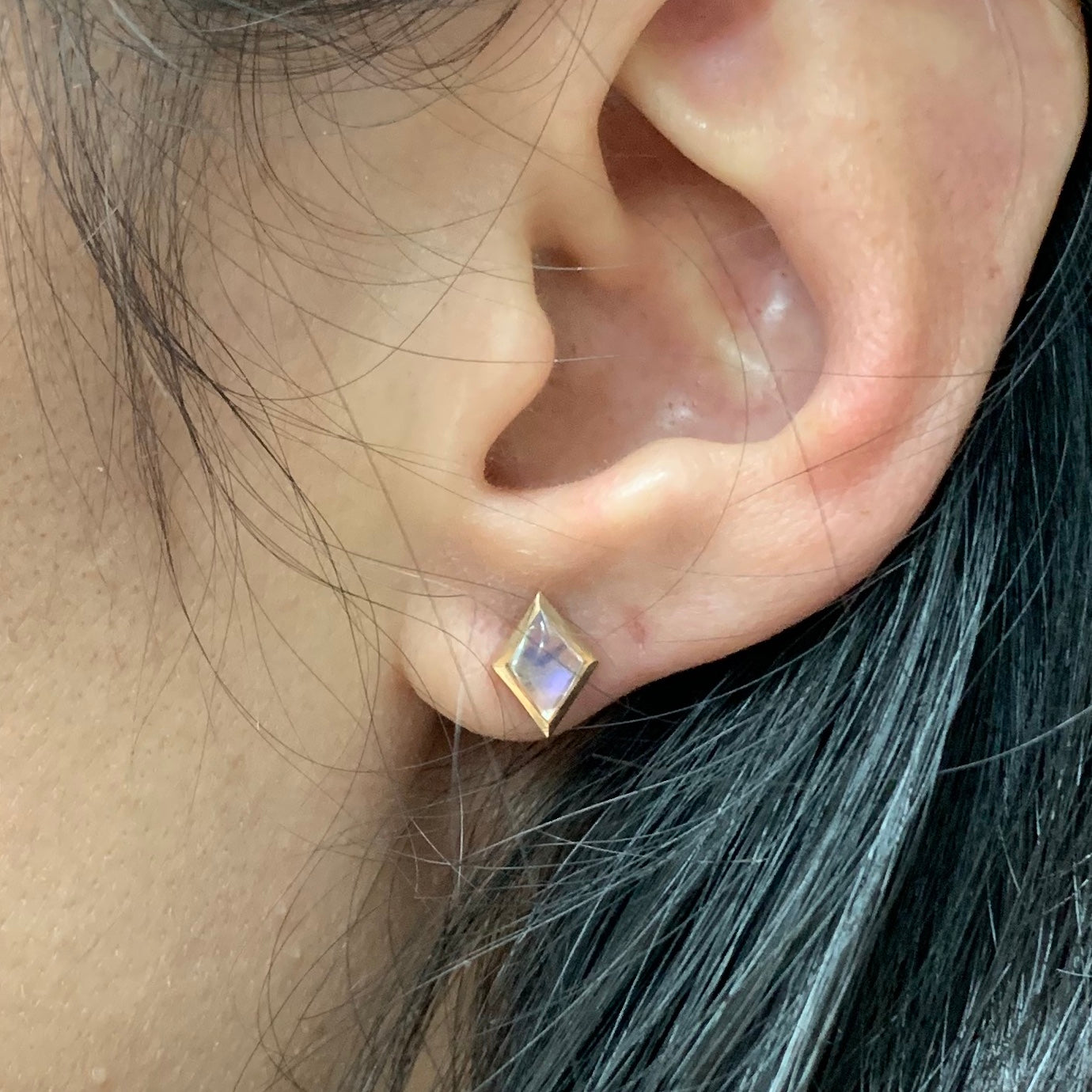 Rose Gold and Moonstone Studs - On Ear