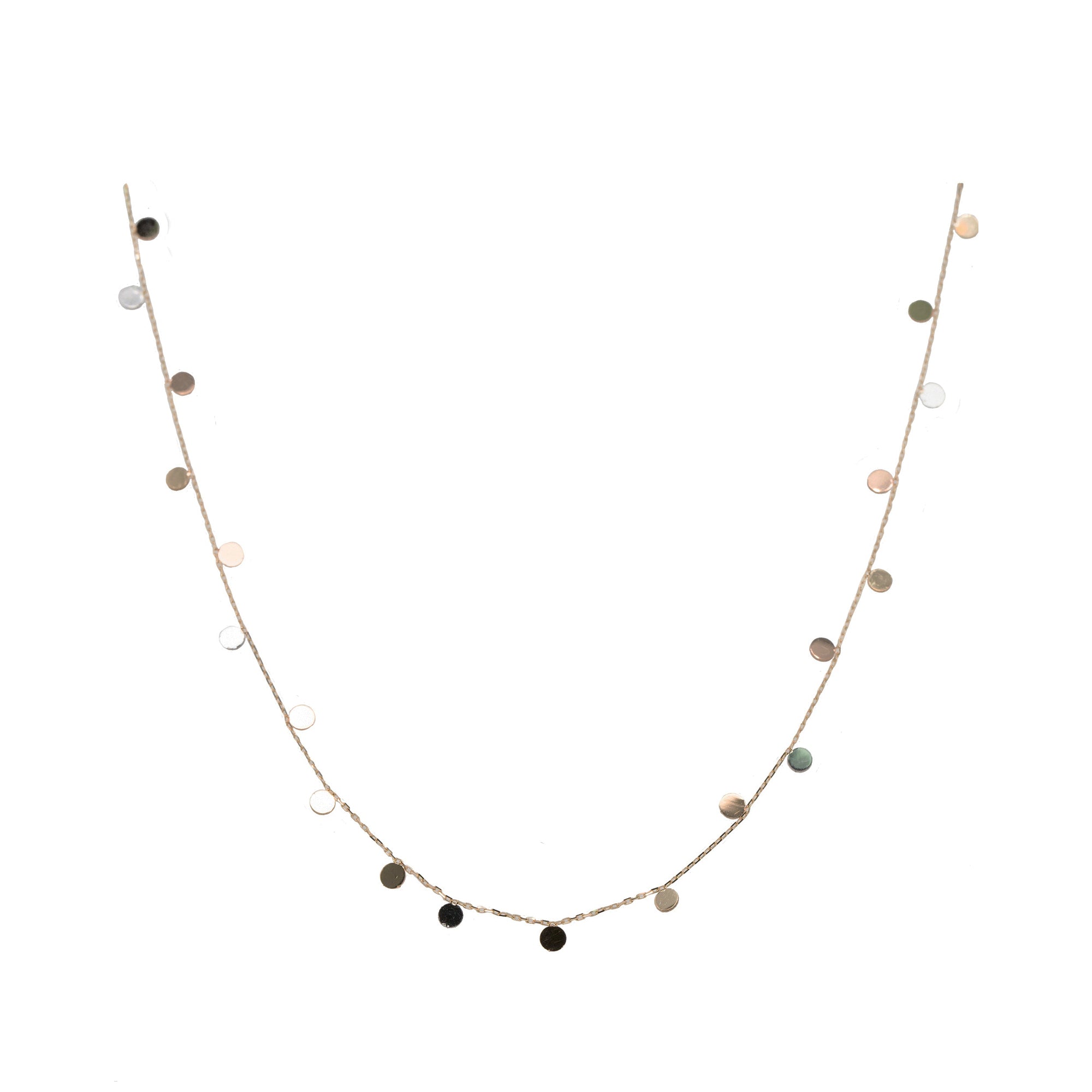 Tri-Gold Petite Disk Station Necklace