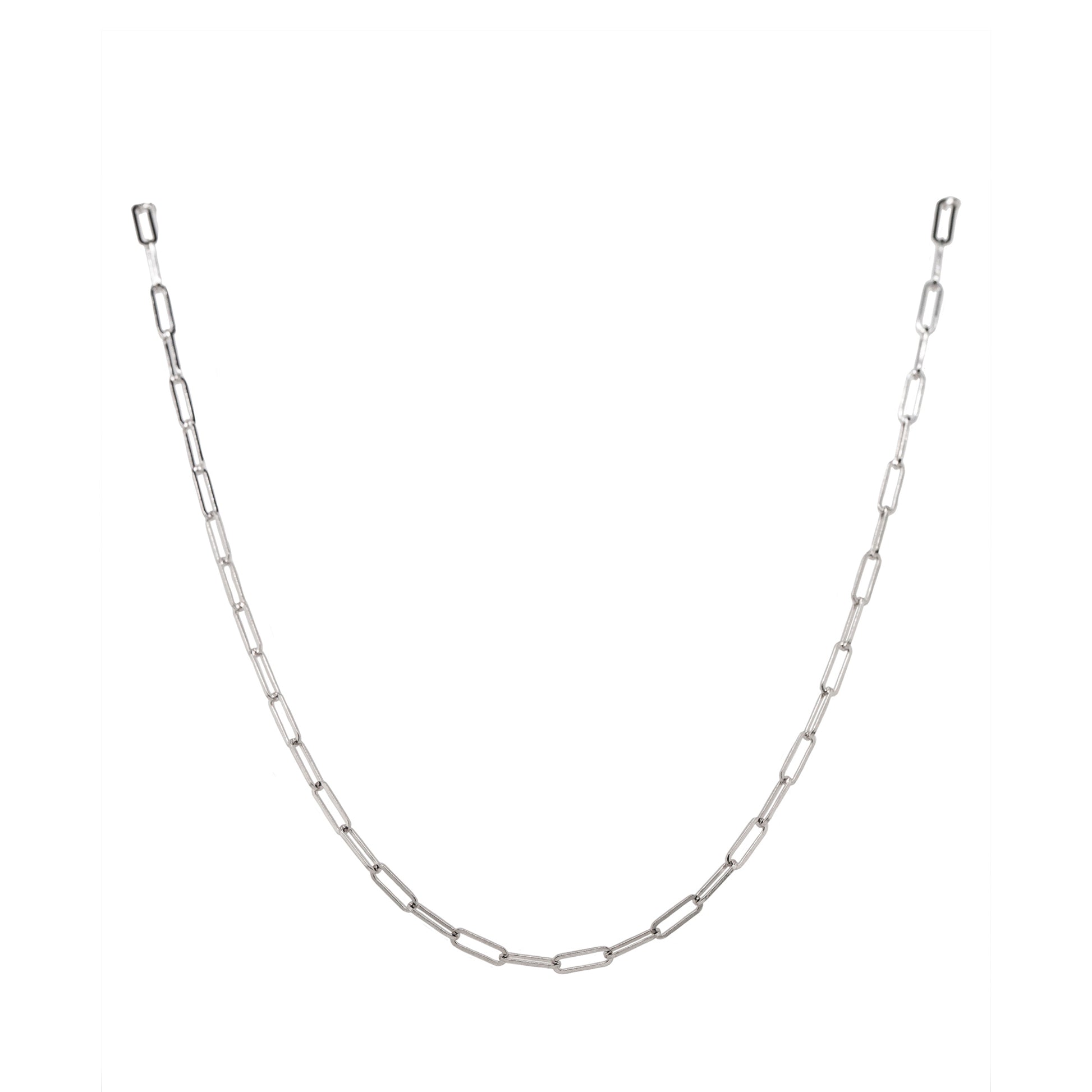White Gold Paperclip Chain Necklace - 18"