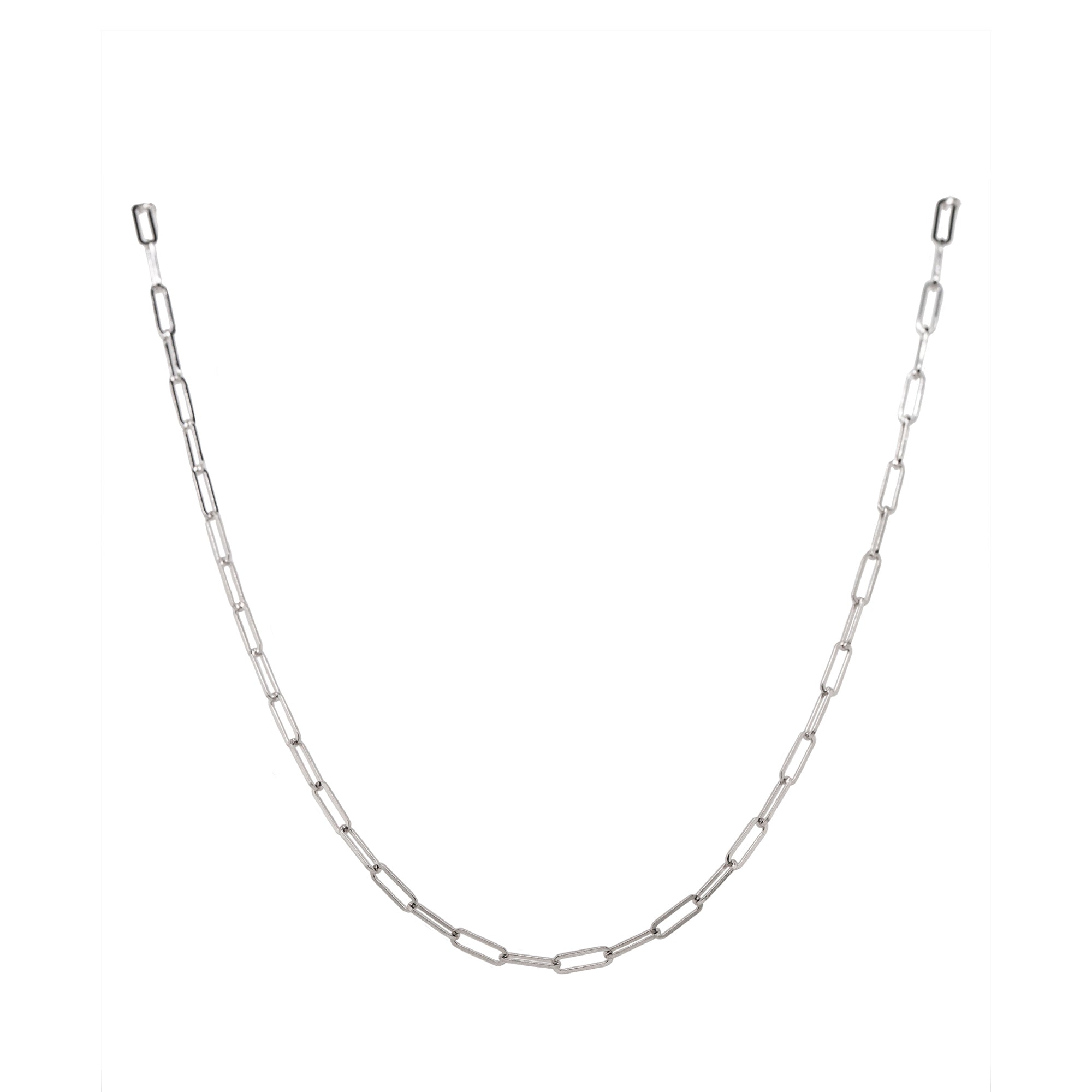 White Gold Paperclip Chain Necklace - 18"