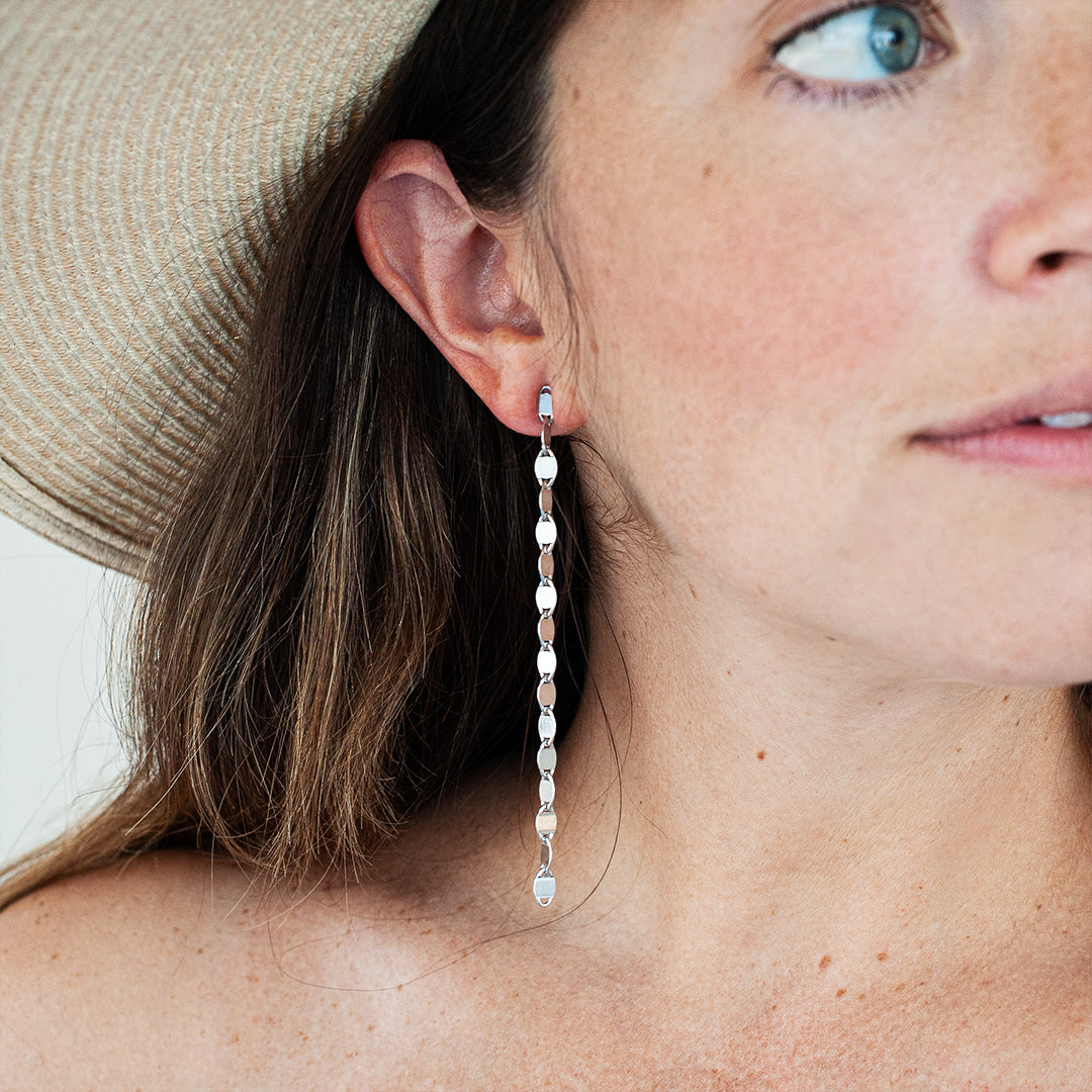 Sterling Silver Dangle Disk Earrings - Styled
