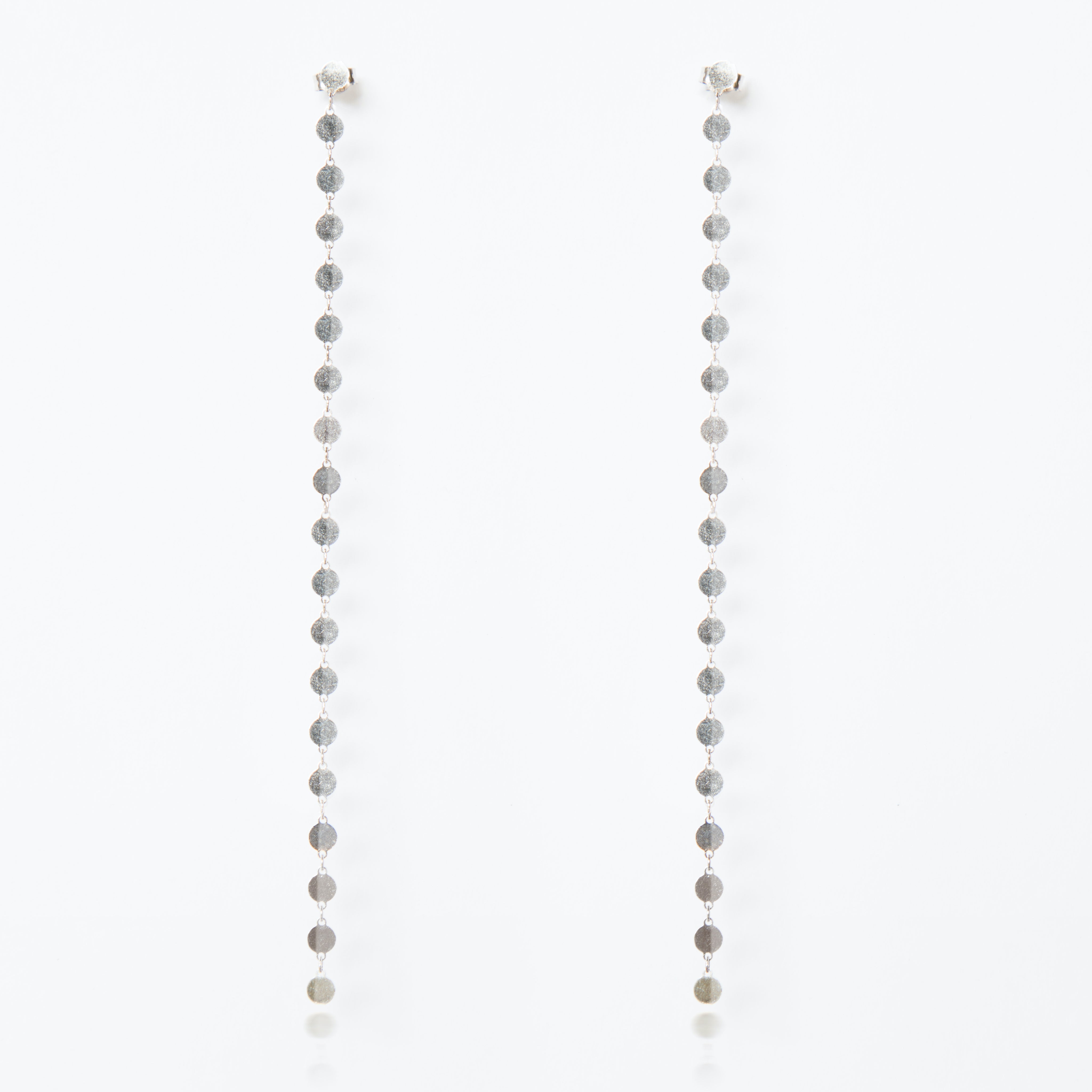 Sterling Silver Cascading Disk Drop Earrings - Details