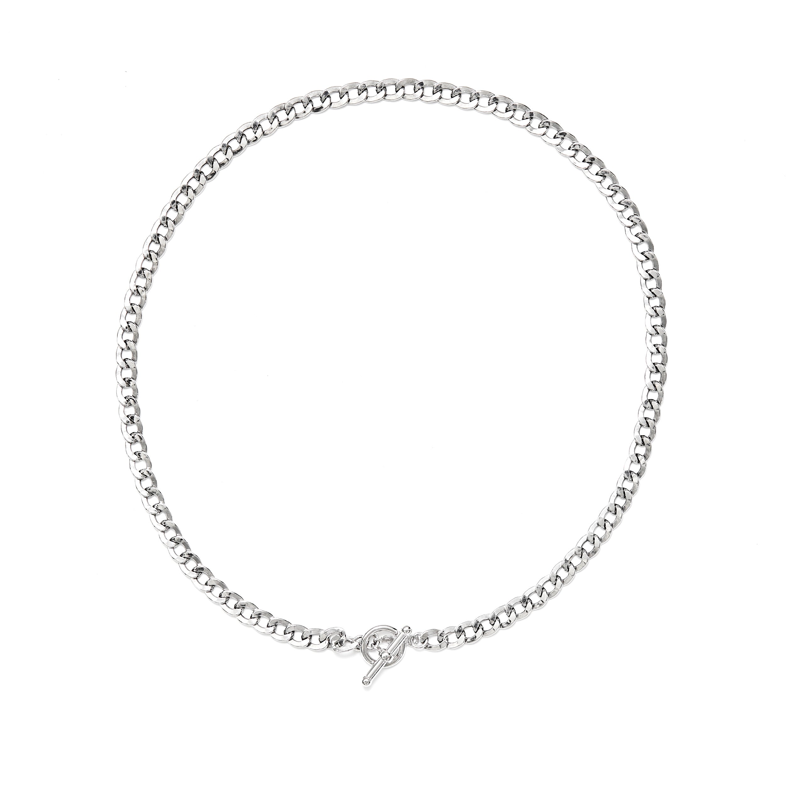 Sterling Silver Rhodium Toggle Necklace – 18"