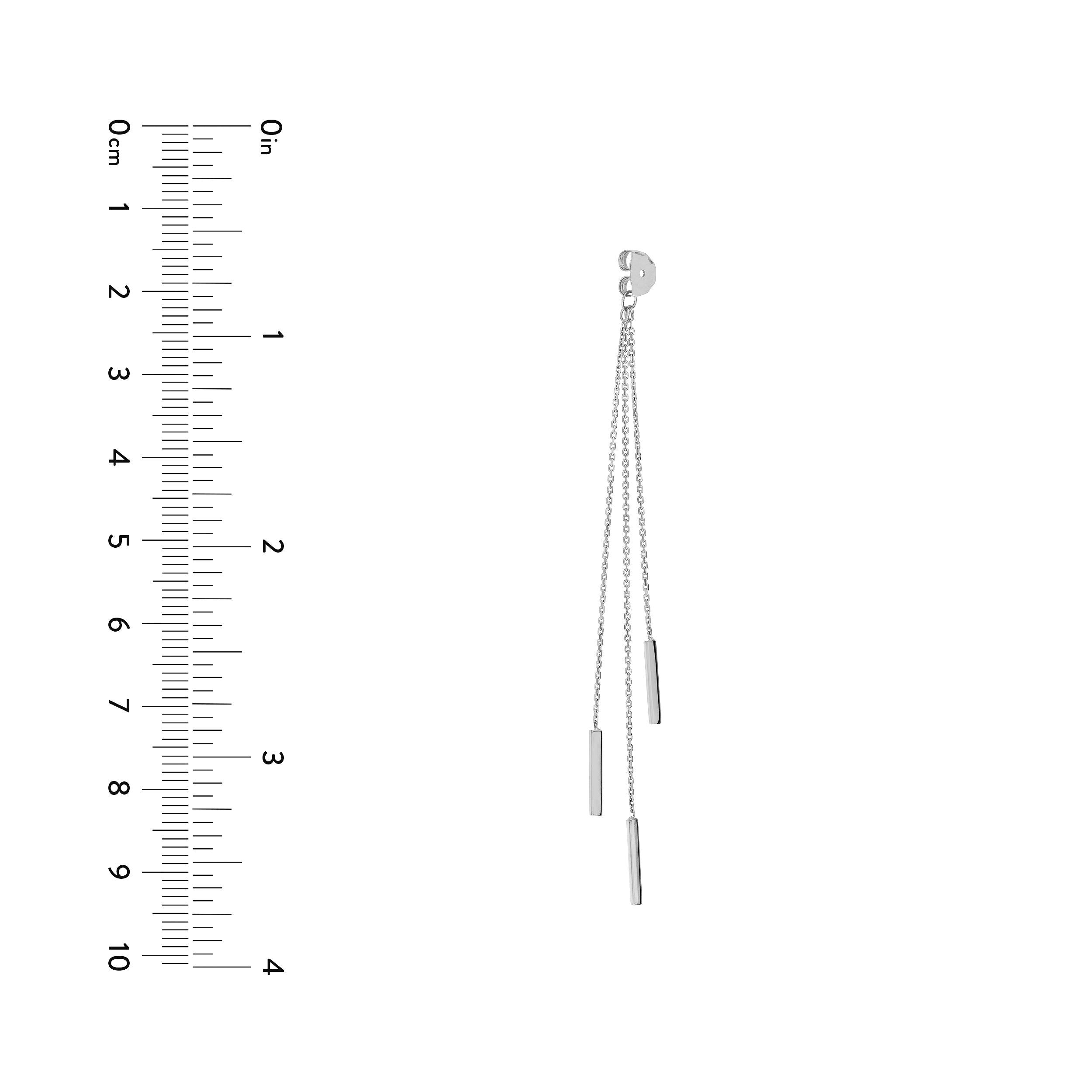 White Gold Cable Chain and Bar Earring Backs - Size Reference