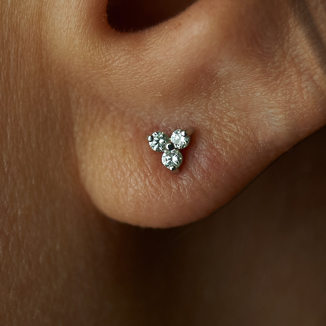 White Gold Diamond Triangle Studs
