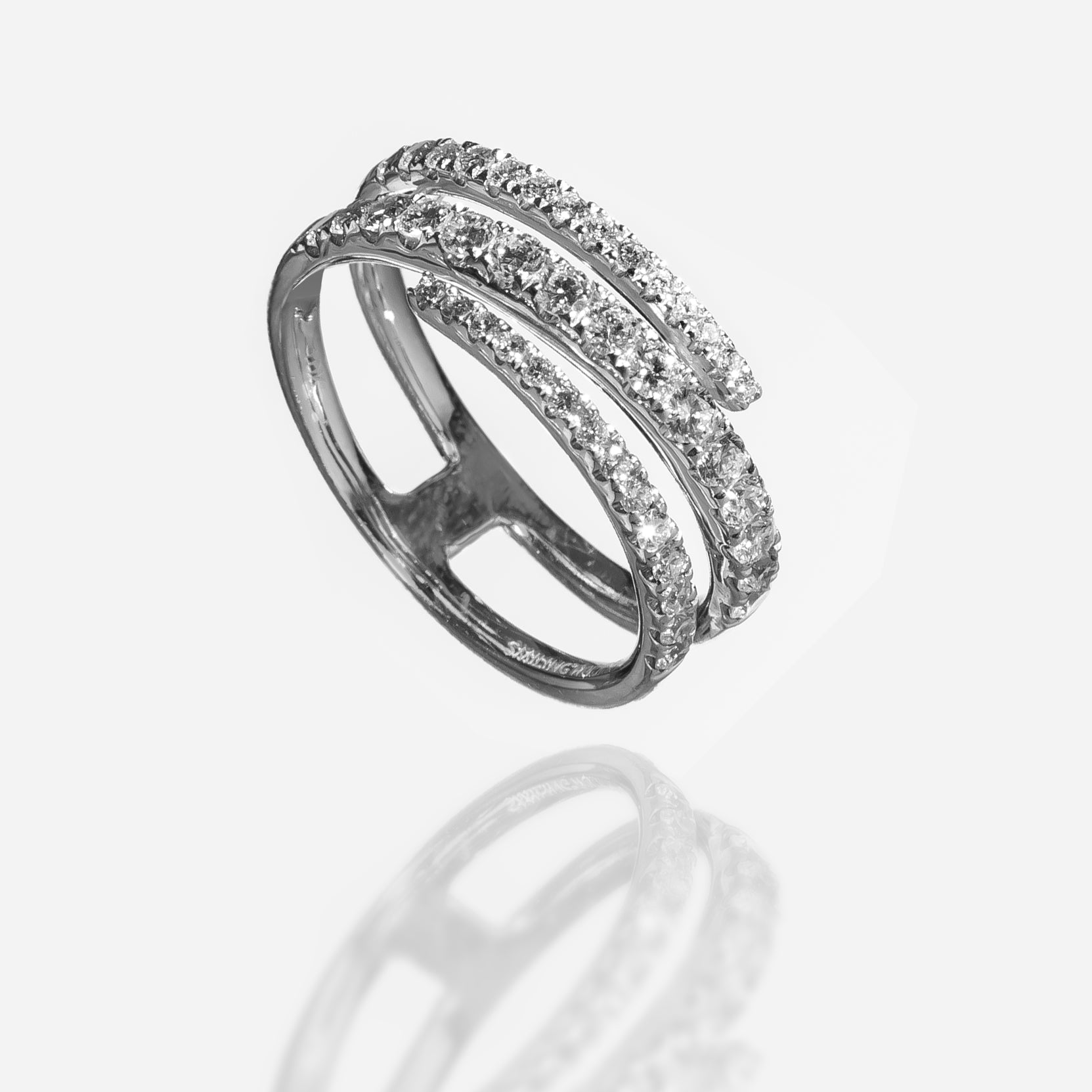 White Gold Diamond Twist Ring - Side View