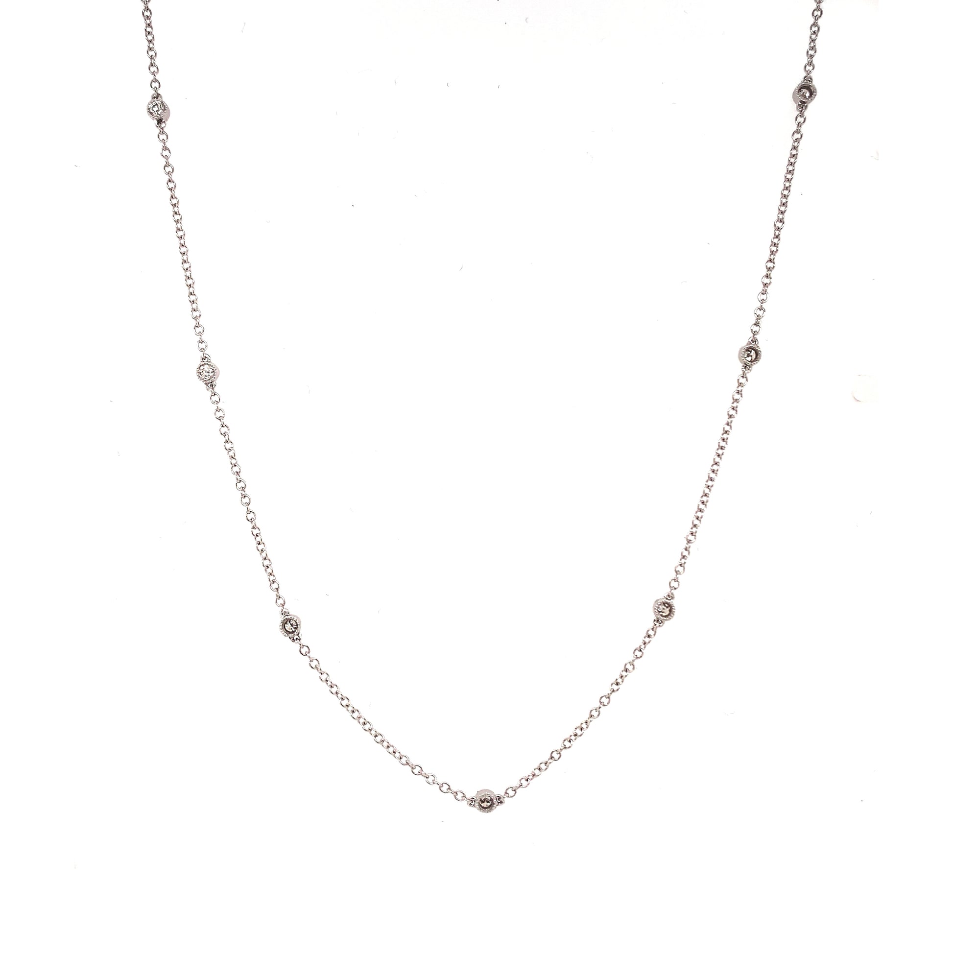 White Gold Diamonds Station Necklace 