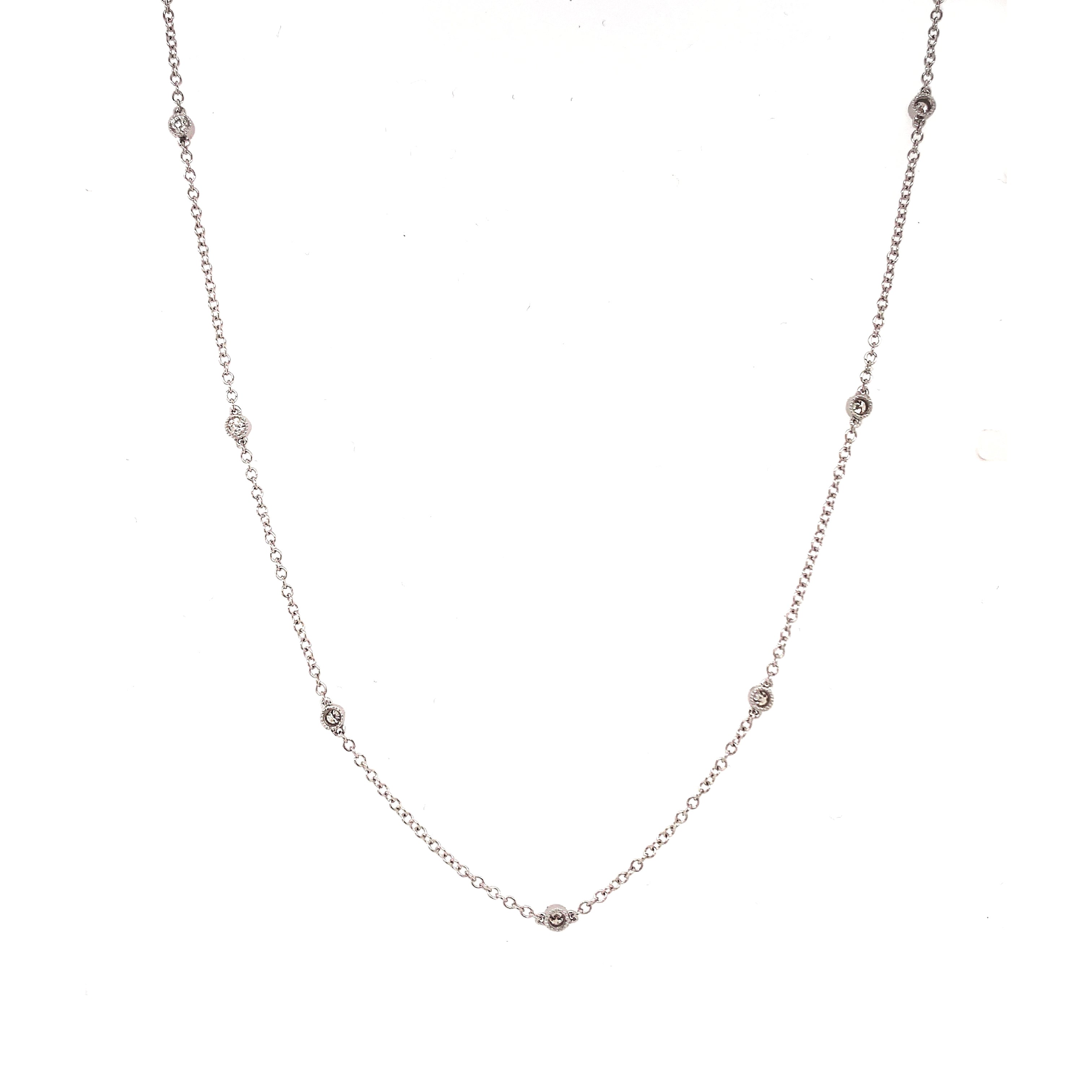 White Gold Diamonds Station Necklace 