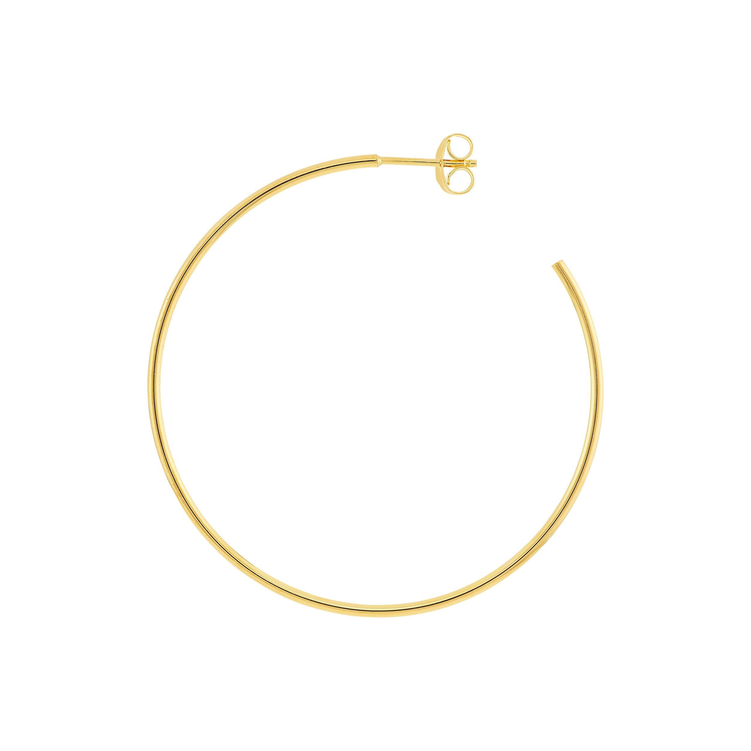 Yellow Gold Hoop Earrings - 40mm  - With Backing