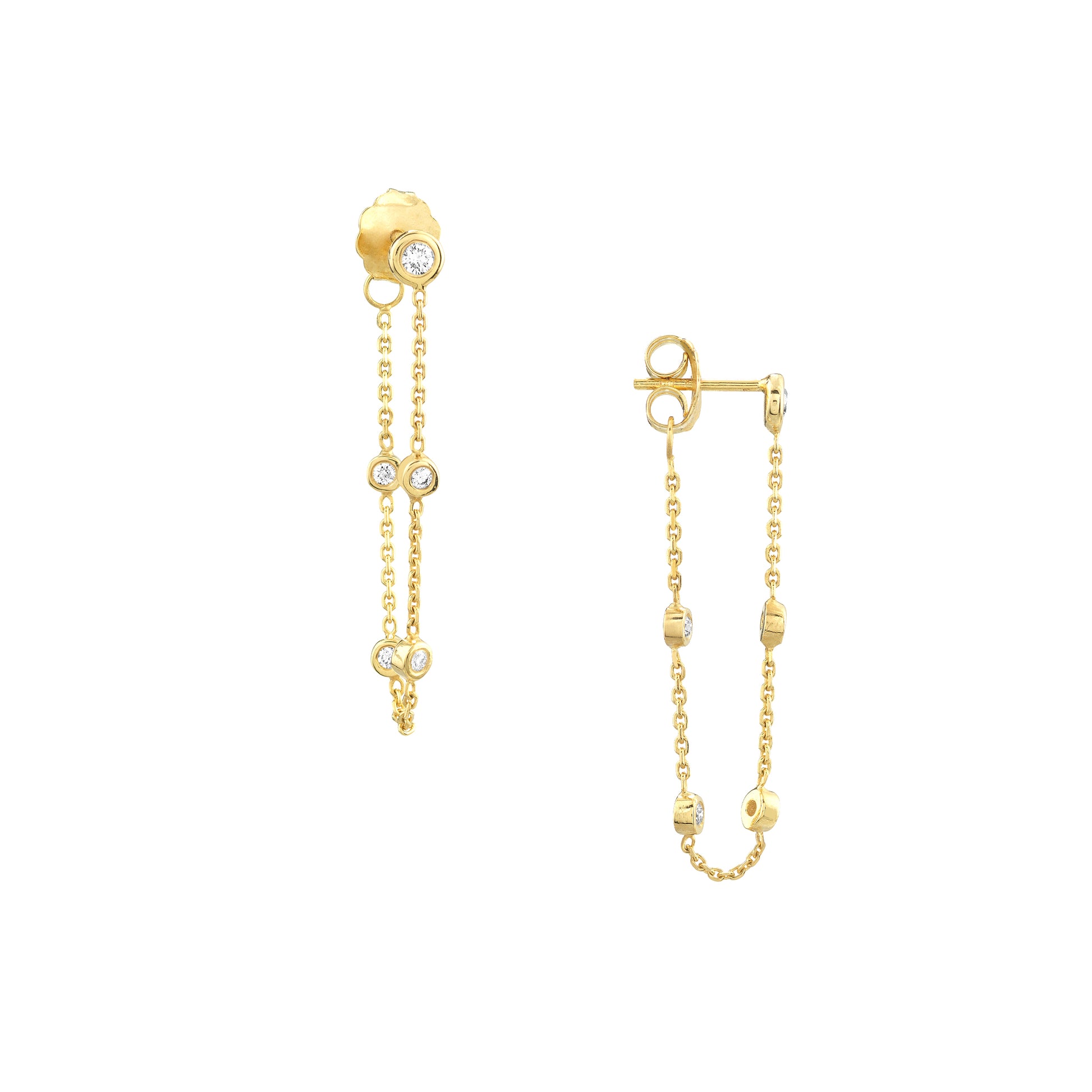 Yellow Gold Diamond Dangle Earrings
