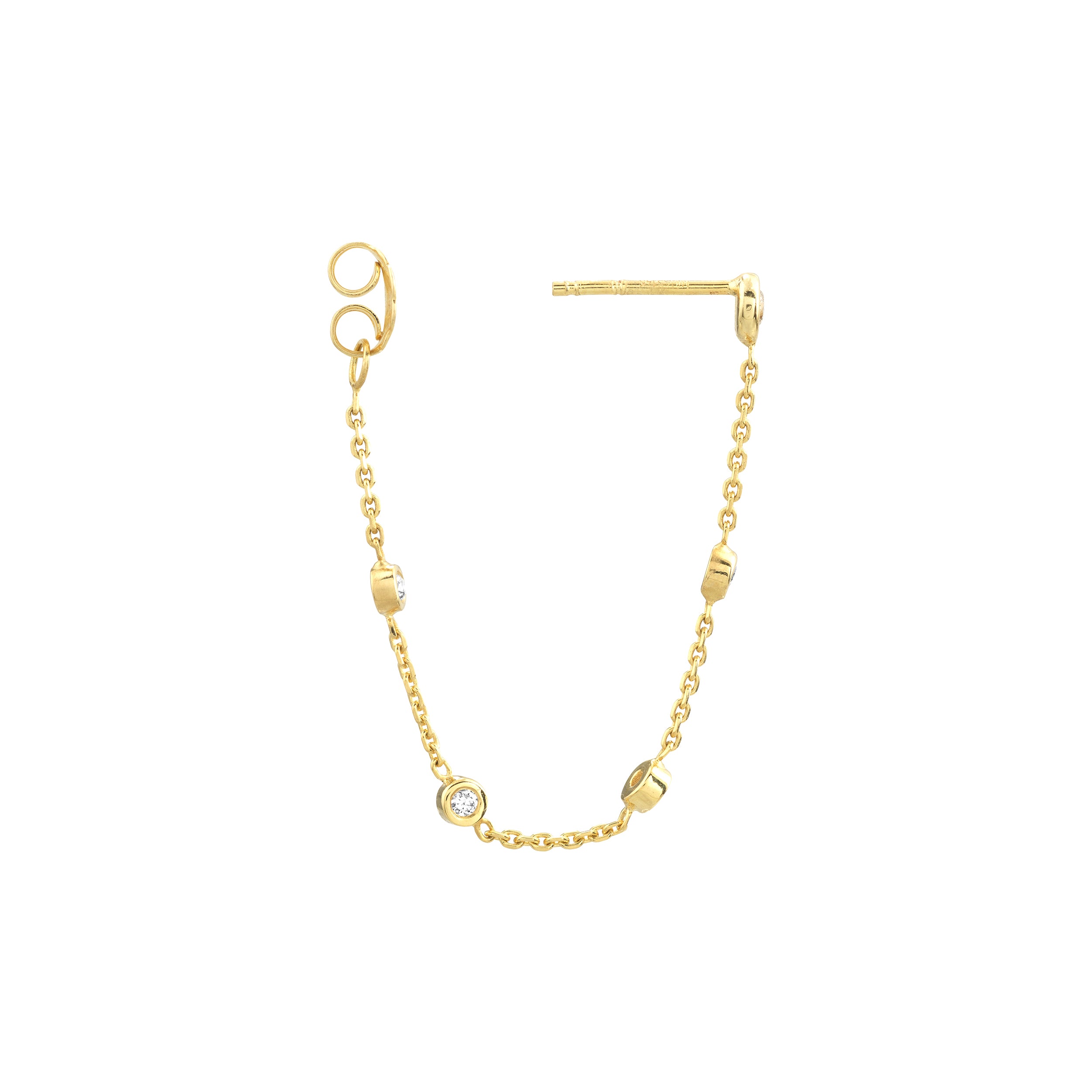 Yellow Gold Diamond Dangle Earrings - Details