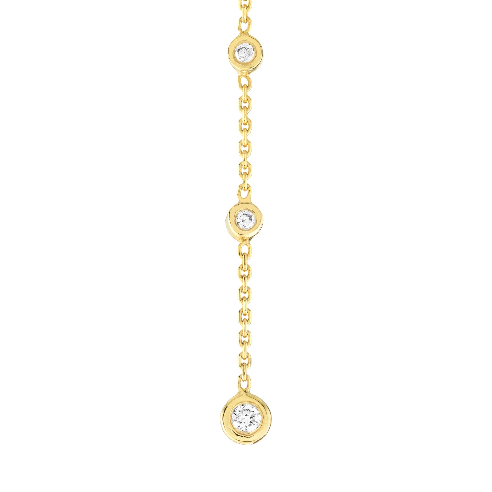 Yellow Gold Diamond Dangle Earrings - Closeup