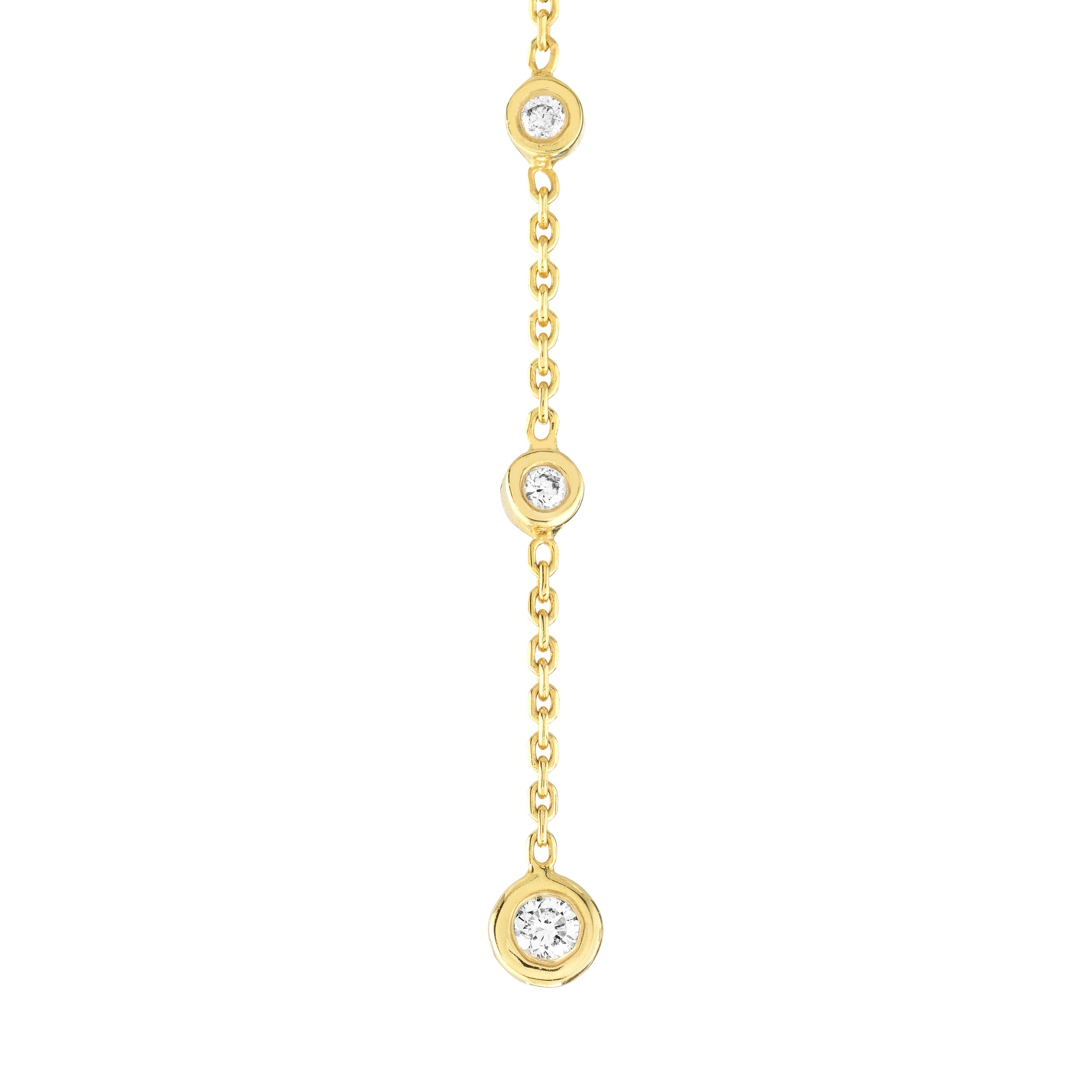 Yellow Gold Diamond Dangle Earrings - Closeup