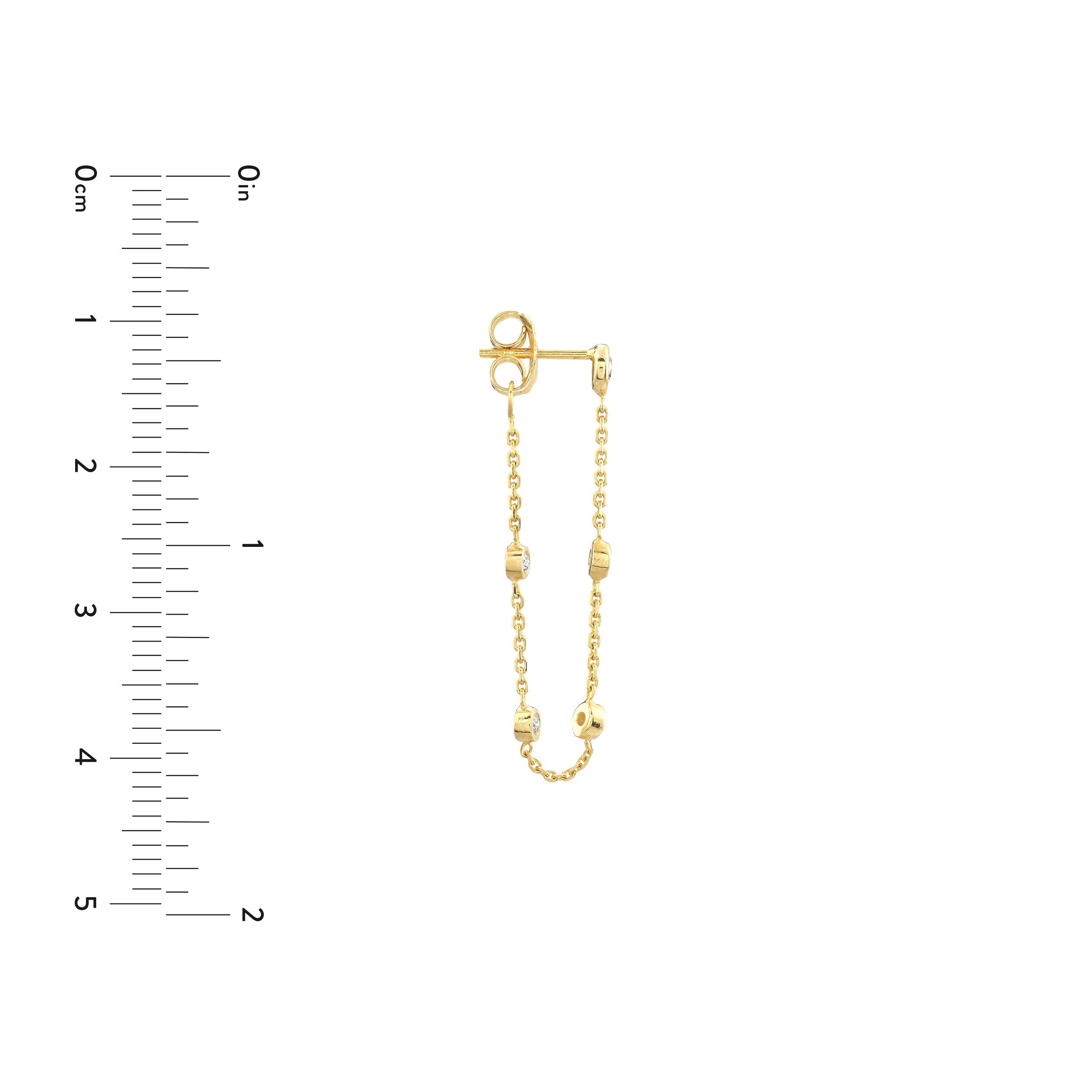 Yellow Gold Diamond Dangle Earrings - Size Reference