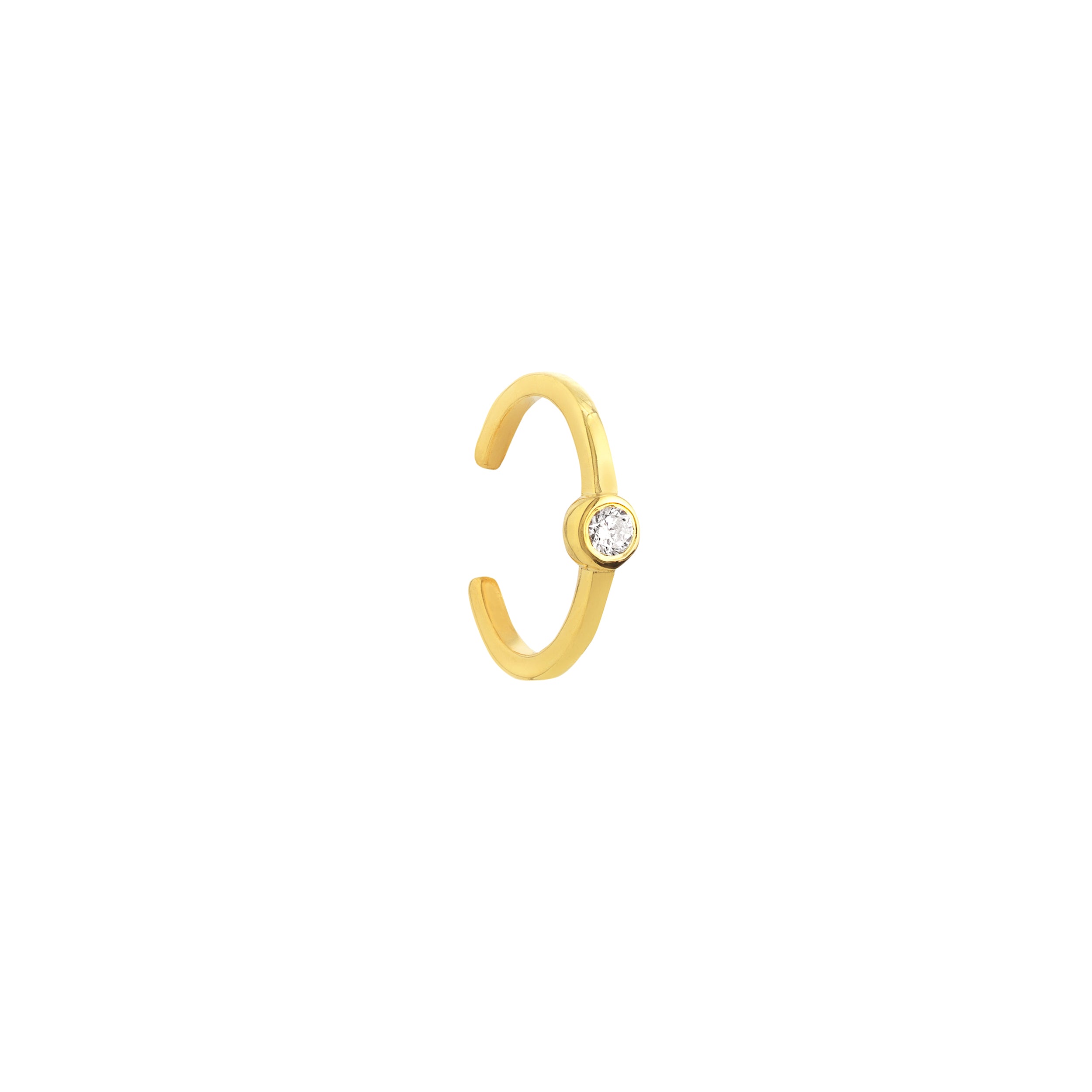Yellow Gold Ear Cuff with Diamond- Another Angle