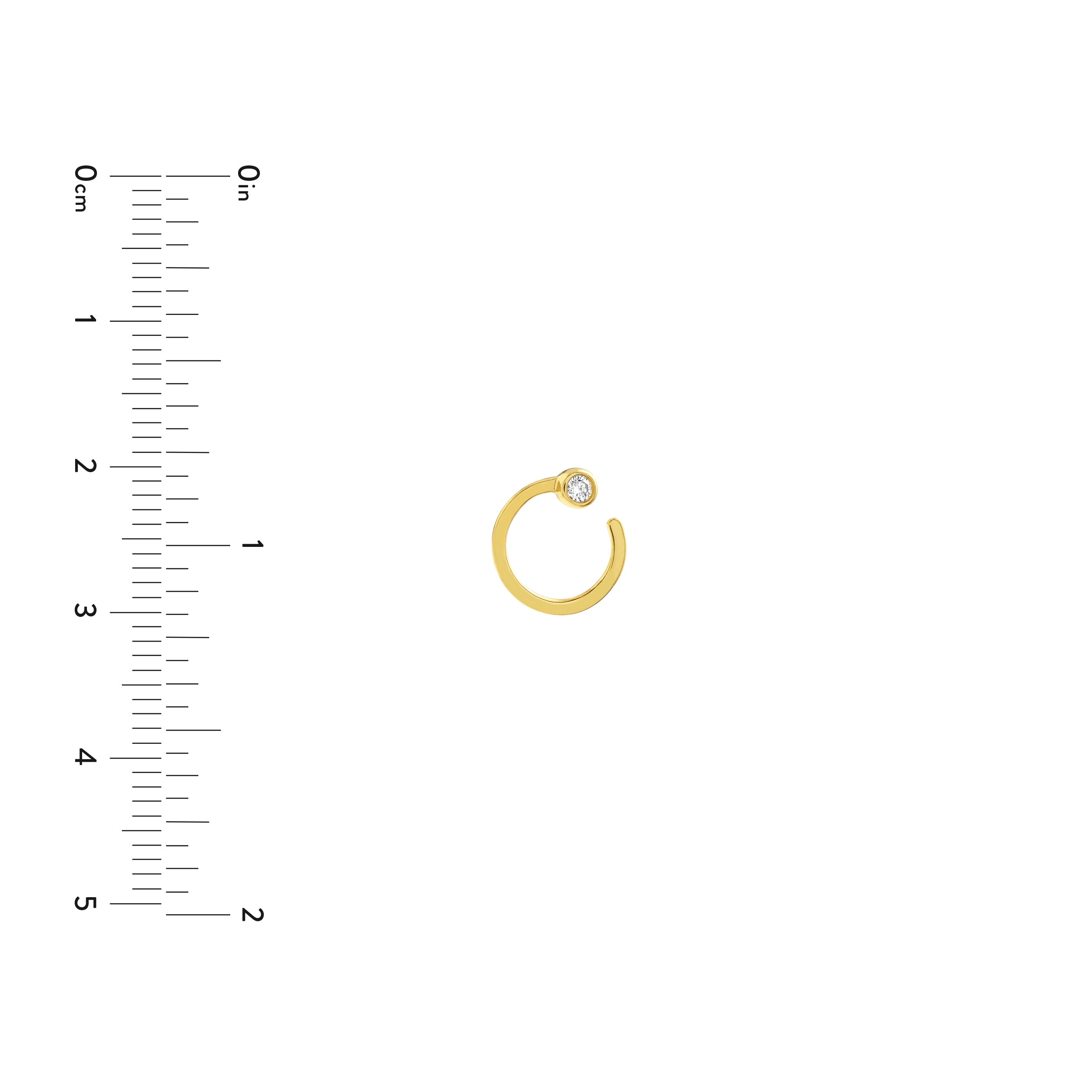Yellow Gold Open Circle Studs with Diamonds - Size Reference