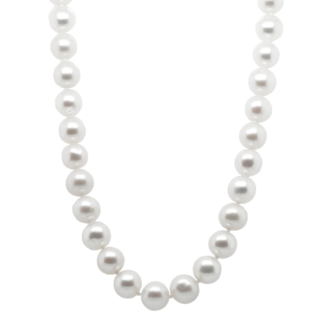 White Gold Freshwater Pearl Necklace – 18"